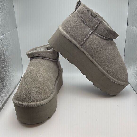 CUSHIONAIRE Hippy Women’s Platform Ankle Boots SIZE 7 GREY - Picture 6 of 7